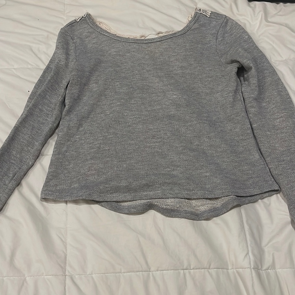 Grey Sweater - Lace Back - L
